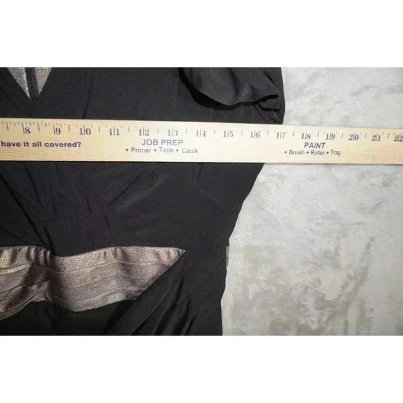 LAUREN RALPH LAUREN Gold/Black Jersey Wrap Gown Side slit Size 10P NWT MSRP $194 - Picture 11 of 13